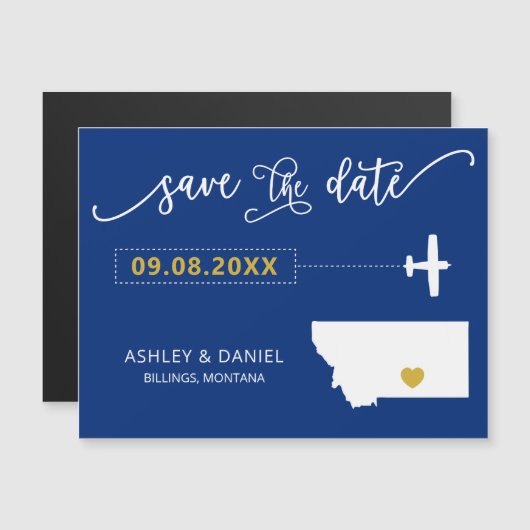 Montana Wedding Save the Date Card, Map Magneteinladung (Vorne/Hinten)