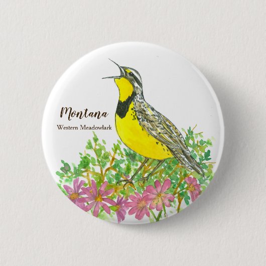 Montana Western Meadowlark Staat Bird Button (Vorderseite)
