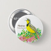 Montana Western Meadowlark Staat Bird Button (Vorne & Hinten)