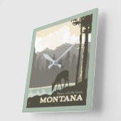 Montana | Willkommen im Big Sky Country Quadratische Wanduhr (Winkel)