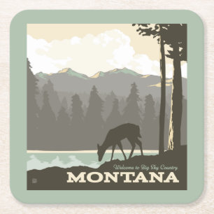 Montana Willkommen im Big Sky Country Rechteckiger Pappuntersetzer