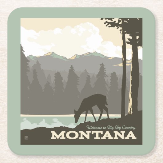 Montana | Willkommen im Big Sky Country Rechteckiger Pappuntersetzer (Vorderseite)