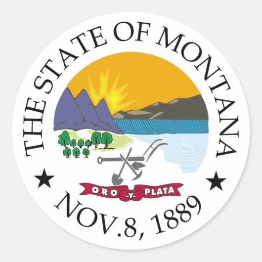 Montana-Zeichen Runder Aufkleber (Vorderseite)