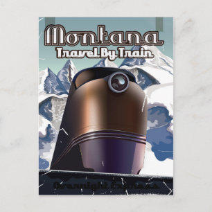 Montana-Zug Vintage-Reiseposter-Kunst. Postkarte