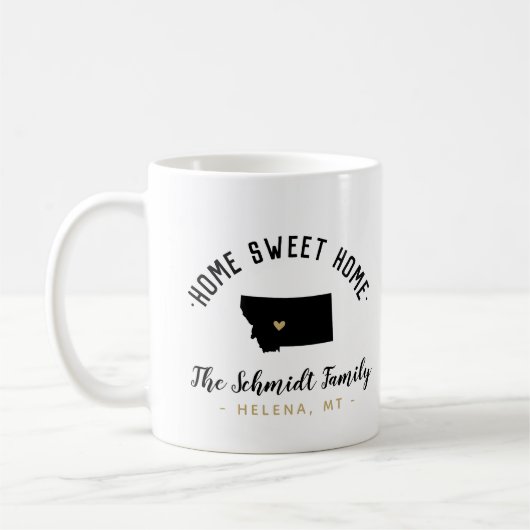 Montana Zuhause Sweet Zuhause Family Monogram Tass Kaffeetasse (Links)