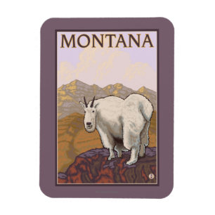 MontanaBergziege Vintage Reiseplakat Magnet