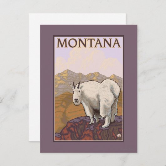 MontanaBergziege Vintage Reiseplakat Postkarte (Vorne/Hinten)