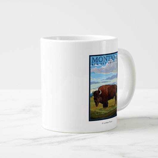MontanaBison Vintage Reiseplan Jumbo-Tasse (Vorderseite Rechts)