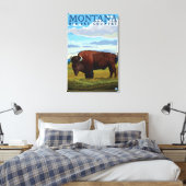 MontanaBison Vintage Travel Poster Leinwanddruck (Insitu (Schlafzimmer))