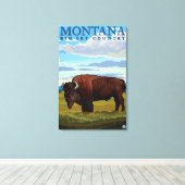 MontanaBison Vintage Travel Poster Leinwanddruck (Insitu (Holzboden))