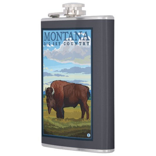MontanaBison Vintages Reise-Plakat Flachmann (Links)