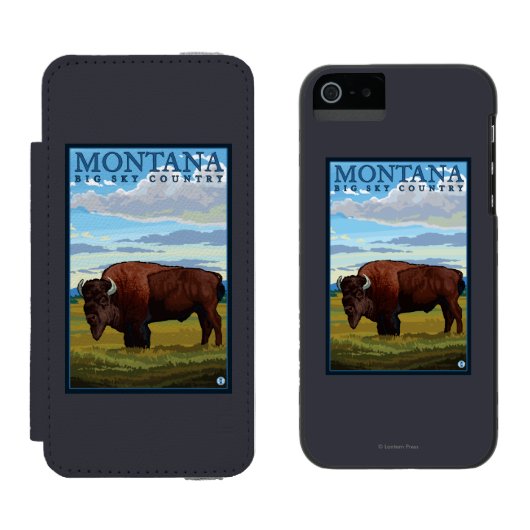 MontanaBison Vintages Reise-Plakat Incipio iPhone Geldbeutel-Hülle (Seite an Seite)