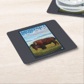 MontanaBison Vintages Reise-Plakat Rechteckiger Pappuntersetzer (angewinkelt)