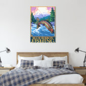 MontanaBlue Ribbon Fischen Leinwanddruck (Insitu (Schlafzimmer))