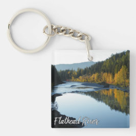 Montanaflachkopffluß in den Fall-Gebirgsbäumen Schlüsselanhänger