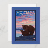 MontanaMomma Bär und Cub Vintage Reisen Postkarte (Vorne/Hinten)