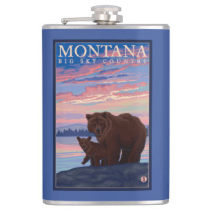 MontanaMomma Bär und Vintage Reise CUBs Flachmann