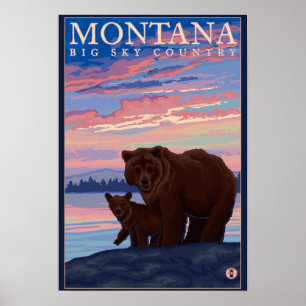 MontanaMomma Bär und Vintage Reise CUBs Poster