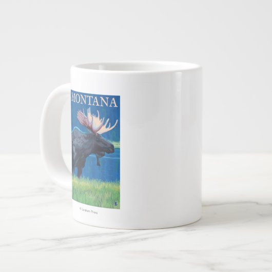 MontanaMoose Vintage Reiseplan Jumbo-Tasse (Vorderseite Links)