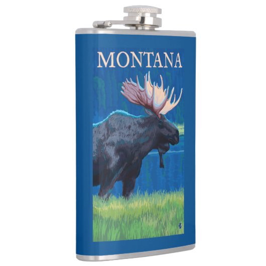 MontanaMoose Vintages Reise-Plakat Flachmann (Rechts)