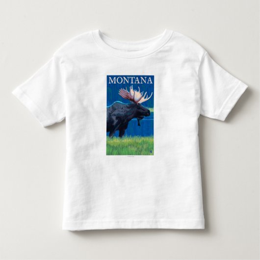 MontanaMoose Vintages Reise-Plakat Kleinkind T-shirt (Vorderseite)