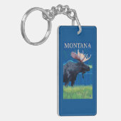MontanaMoose Vintages Reise-Plakat Schlüsselanhänger (Vorderseite links)