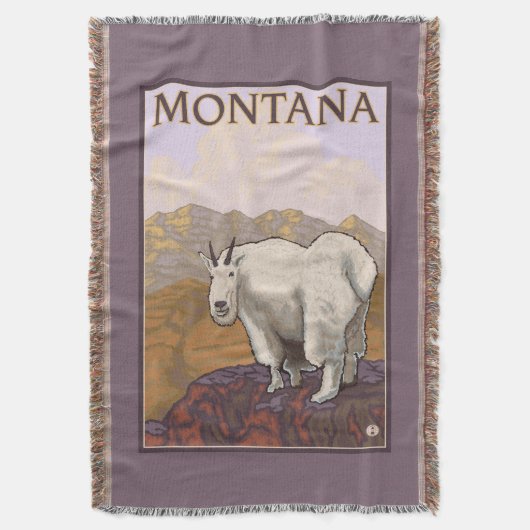 MontanaMountain Ziegen-Vintages Reise-Plakat Decke (Vorderseite Vertikal)