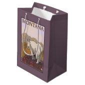 MontanaMountain Ziegen-Vintages Reise-Plakat Mittlere Geschenktüte (Rückseite Schrägansicht)
