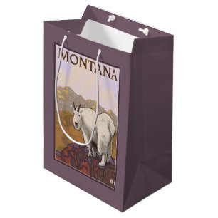 MontanaMountain Ziegen-Vintages Reise-Plakat Mittlere Geschenktüte