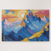 Montañas al amanecer con resplandor puzzle (Horizontal)