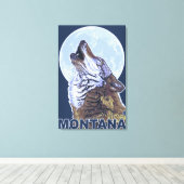 MontanaWolf Howling Leinwanddruck (Insitu (Holzboden))
