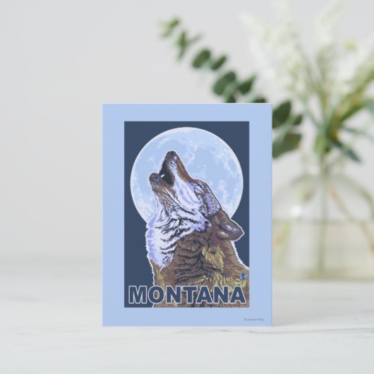 MontanaWolf Howling Postkarte (Stehend Vorderseite)