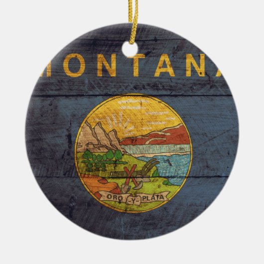 Montanflagge aus Altem Holz Keramik Ornament (Vorne)