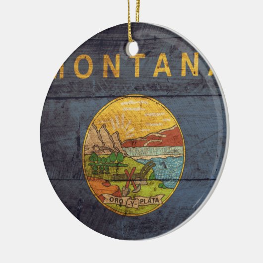 Montanflagge aus Altem Holz Keramik Ornament (Links)