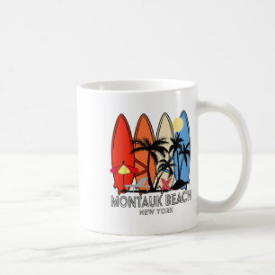 Montauk Beach New York Retro-Surfbrett Vintage Kaffeetasse