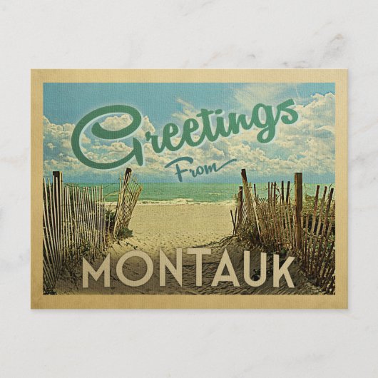 Montauk Beach Vintage Travel Postkarte (Vorderseite)