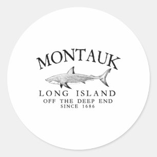 Montauk Li Off The Deep End Haifischangeln Vintage Runder Aufkleber