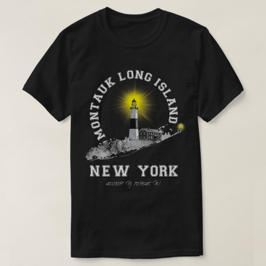 Montauk Lighthouse Long Island NY T-Shirt (Design vorne)