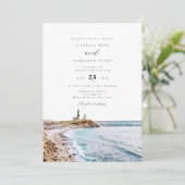 MONTAUK Lighthouse New York Watercolor Wedding Einladung (Stehend Vorderseite)