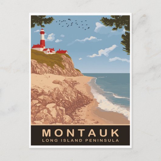 Montauk, Long Island, Vintage Reise Postkarte (Vorderseite)