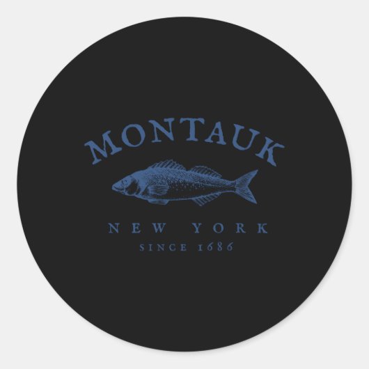 Montauk New York Fishing Runder Aufkleber (Vorderseite)