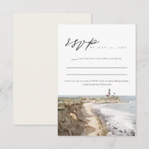 MONTAUK New York Watercolor Coastline RSVP Card