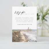 MONTAUK New York Watercolor Lighthouse RSVP Card Einladung (Stehend Vorderseite)
