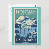 Montauk New Yorker Fischerparadies Postcard Postkarte (Vorne/Hinten)