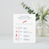 Montauk NY Wedding Reception Itinerary Timeline En Begleitkarte (Stehend Vorderseite)