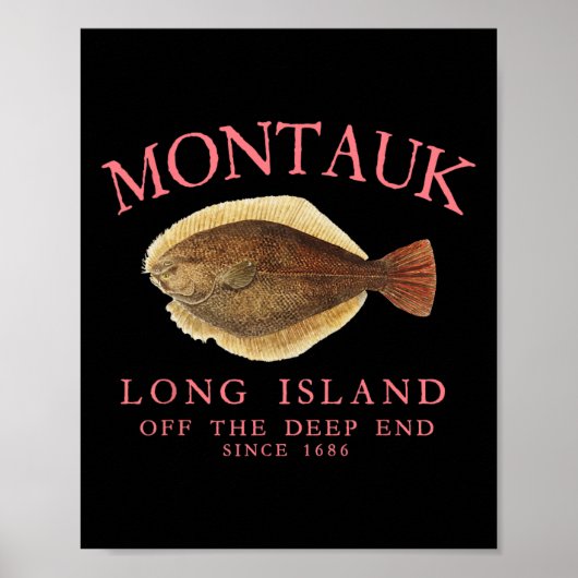 Montauk Off The Deep End Lucky Fluke Fischen Pfirs Poster (Vorne)