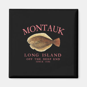 Montauk Off The Deep End Lucky Fluke Fishing Peach Magnet