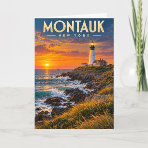 Montauk Point Leuchtturm Sonnenuntergang New York Karte