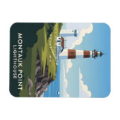 Montauk Point Lighthouse, Coastal Cliff & Sailboat Magnet (Horizontal)