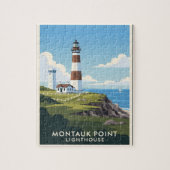 Montauk Point Lighthouse, Coastal Cliff & Sailboat Puzzle (Vertikal)